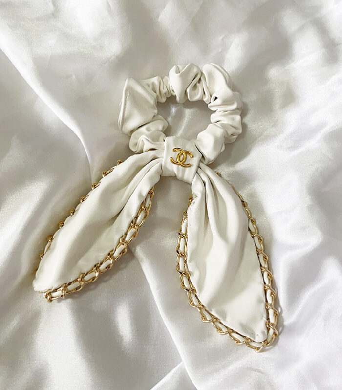 White Leather Hair Tie