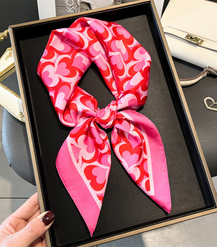 Pink Heart Square Scarf