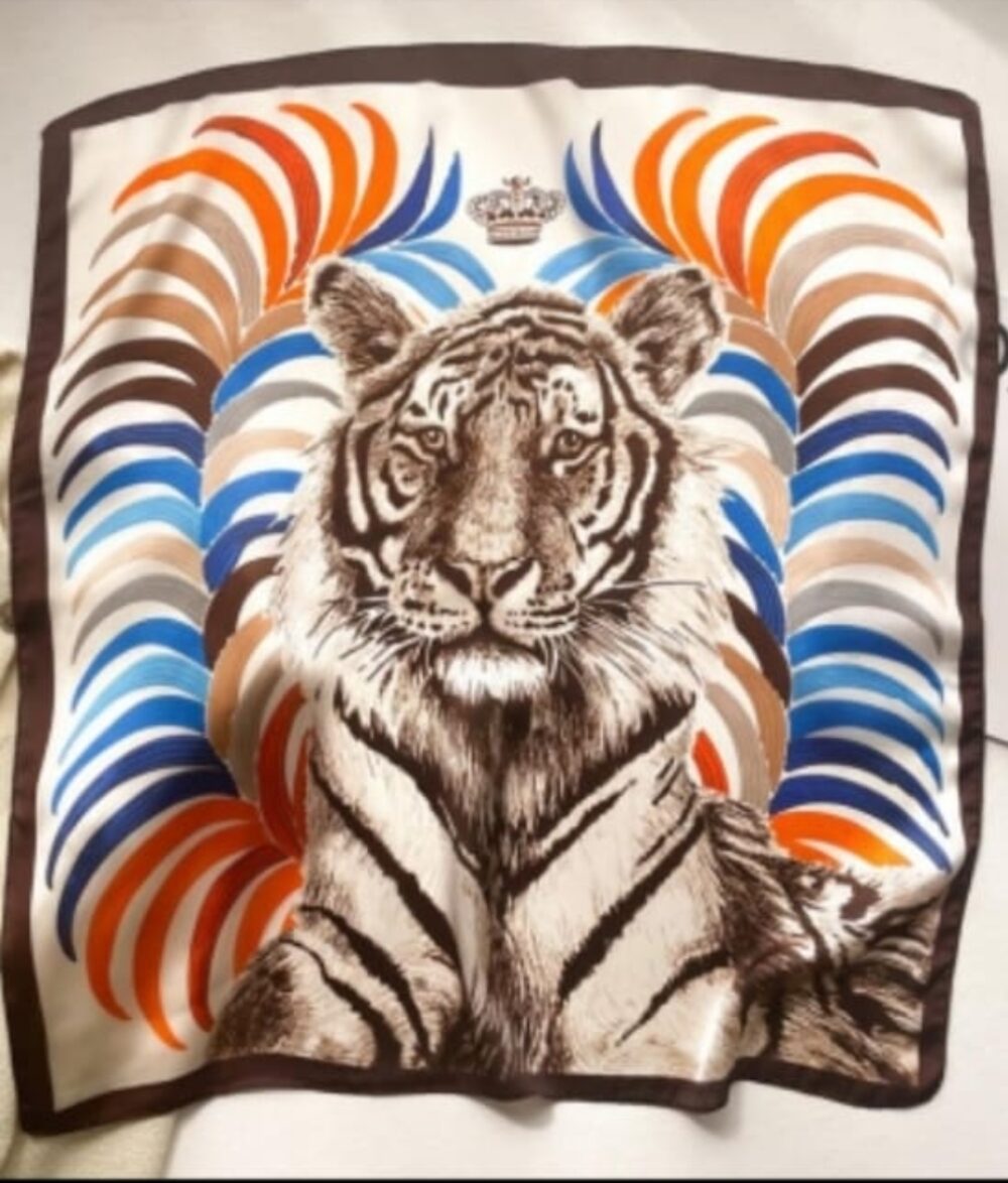 Brown Lion Square Scarf