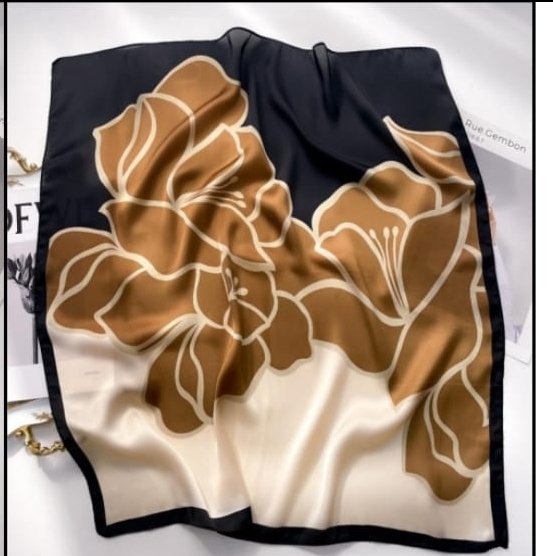 Brown Flower Square Scarf