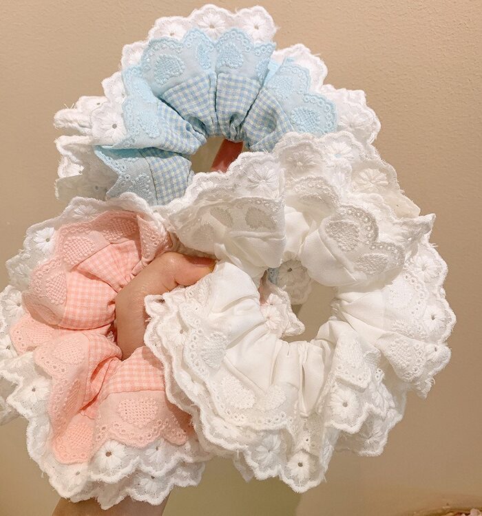 Double Dentelle Grande Fleur Hair Tie (3 pièces)